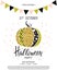 Happy Halloween. Invitation to party with cute glamorous sparkling pumpkin. Vector illustration. Design for greeting