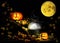 Happy Halloween Jack-O-Lanterns full Moon