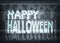 Happy Halloween message on an old tv screen with static noise