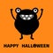Happy Halloween. Monster black silhouette. Cute cartoon kawaii frog character icon. Eyes, hands, teeth. Funny baby collection.
