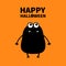 Happy Halloween. Monster black silhouette looking up. Wall shadow shade. Two eyes, teeth fang, spooky hands up. Funny Cute cartoon