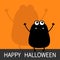 Happy Halloween. Monster black silhouette looking up. Wall shadow shade. Two eyes, teeth fang, spooky hands up. Funny Cute cartoon