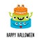 Happy Halloween. Monster cake icon. Cute kawaii cartoon funny baby character. Colorful silhouette. Sticker print. Greeting card.