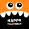 Happy Halloween. Monster head. Boo Spooky Screaming face emotion. Two eyes, teeth fang, mouse. Square head. Cute cartoon character