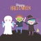 Happy halloween, mummy witch zombie kids costume character, trick or treat party celebration