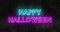 Happy Halloween neon flaming flashing text