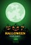 Happy Halloween night party pumpkin green moon light for holiday celebration festival background vector