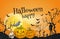 Happy Halloween orange greeting card template