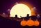 Happy Halloween   party background with pumpkin, ghost , full moon and cloud at night, brochure, card, banner  , vector