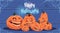 Happy Halloween Party Banner Different Pumpkins Traditional Decoration Greeting Card