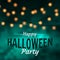 Happy Halloween Party Banner with ligt bulbs on dark background