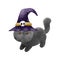 Happy Halloween party black cat wearing witch hat watercolor trick or Treating hand drawn isolated on white background