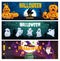 Happy Halloween party cartoon vector banners set