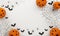 Happy Halloween party posters with spider web bat with pumpkins in cartoon illustration.