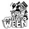 Happy Halloween  Party, Text Banner,Tattoo Style