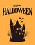Happy Halloween Poster with Closeup Creepy House