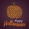 Happy halloween poster, greeting card template. Pumpkin shape composed of pumpkin silhouettes with different expressions.