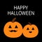 Happy Halloween pumpkin family love couple. Funny creepy smiling face. Lips and moustaches. Cute cartoon baby character. Greeting