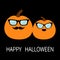 Happy Halloween Pumpkin family love couple. Funny creepy smiling face. Lips and moustaches. Eyeglasses Sunglasses. Cute cartoon ba