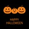 Happy Halloween. Pumpkin family. Mother Father Baby. Trick or treat text. Funny creepy smiling face. Cute cartoon character. Greet