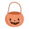 Happy halloween, pumpkin shaped bucket, trick or treat celebration