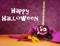Happy Halloween red toffee apple candy with text