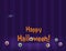 Happy Halloween room with purple striped wall, hanging spider and eyes vector background