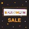 Happy Halloween Sale Banner with lettering. Geometric font in me