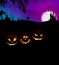 Happy Halloween Scary Night Party Concept with Pumpkins