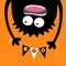 Happy Halloween Screaming monster head silhouette. Bunting flags pack Boo letters. Flag garland. Hanging upside down. Black Funny