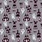 Happy Halloween seamless pattern. Gloomy castle and cute scary ghosts.