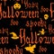 Happy Halloween seamless pattern with text, pumpkin, ghost, witcher. Hand drawn gothic letter, silhouette