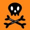 Happy Halloween. Skull with bone crosswise icon shape. White crossbones. Skeleton body part sign symbol. Cute cartoon simple chara