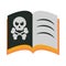 Happy halloween, spell book with skull trick or treat party celebration flat icon design