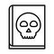 Happy halloween, spell book with skull trick or treat party celebration linear icon design