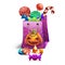 Happy Halloween sweets and candies icons in package. Trick or Trick!