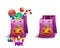 Happy Halloween sweets and candies icons in package. Trick or Trick!