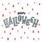 Happy Halloween text banner. handwritten letters of bones. Happy halloween inscription on white background with red