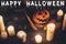 Happy Halloween text concept. Seasons greeting, spooky Halloween