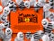 Happy halloween text design banner. Ghost Balloons. Scary air balloons. Vector illustration. on orange background.