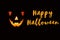 Happy Halloween text sign. Halloween pumpkin with scary glowing