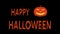 Happy Halloween Title with Scary laughing animated Pumpkin floating. Seamless Loop