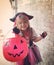 Happy Halloween Trick or Treat Girl at Door