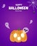 Happy Halloween trick or treat paper cut style pumpkins and ghost, fun party celebration invitation banner template, poster