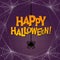 Happy Halloween typography with spider web border