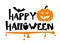 Happy halloween. Vector illustration with bat and pumpkin.