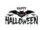 Happy Halloween vector text banner. Silhouette holiday sign background