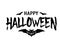 Happy Halloween vector text banner. Silhouette holiday sign background