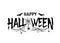 Happy Halloween vector text banner. Silhouette holiday sign background