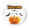 Happy Halloween vector white sticker font. Pumpkin illustration for greeting cards, party invitation, posters, labels